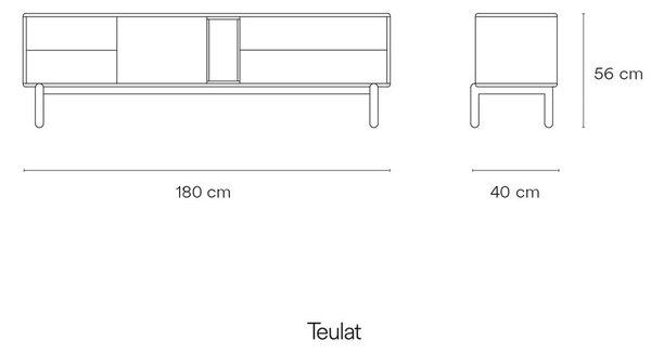 Tavolo TV grigio scuro 180x56 cm Corvo - Teulat