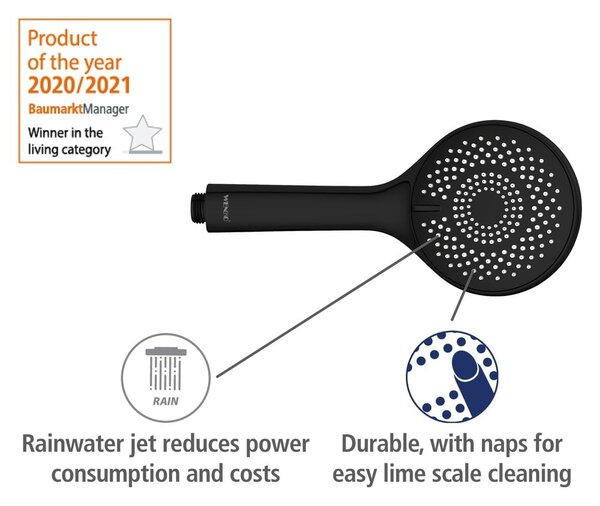 Set doccia in acciaio inox nero 70 cm Water Saving - Wenko