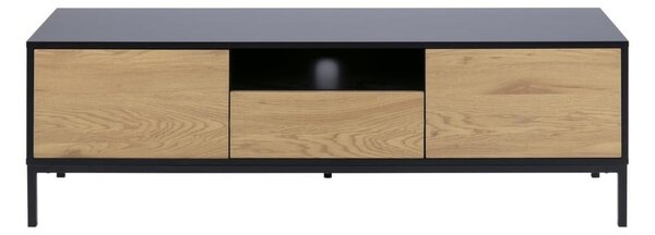 Tavolo TV nero in rovere 140x45 cm Seaford - Actona