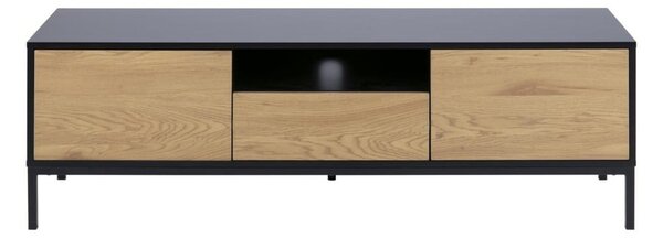 Mobile TV nero-color legno naturale effetto rovere 140x45 cm Seaford - Actona