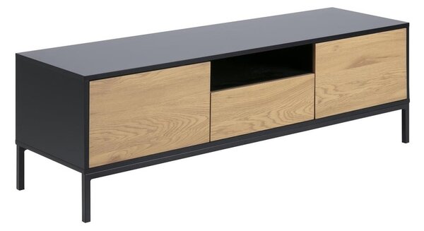 Mobile TV nero-color legno naturale effetto rovere 140x45 cm Seaford - Actona