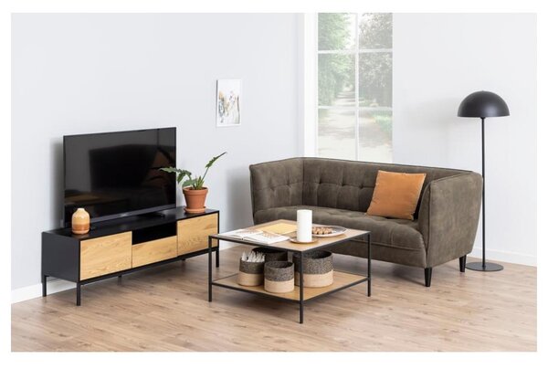 Mobile TV nero-color legno naturale effetto rovere 140x45 cm Seaford - Actona