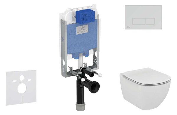 Ideal Standard ProSys - Set con modulo di installazione, vaso e copriwater Tesi, placca di comando Oleas M2, Rimless, SoftClose, bianco ProSys80M SP79