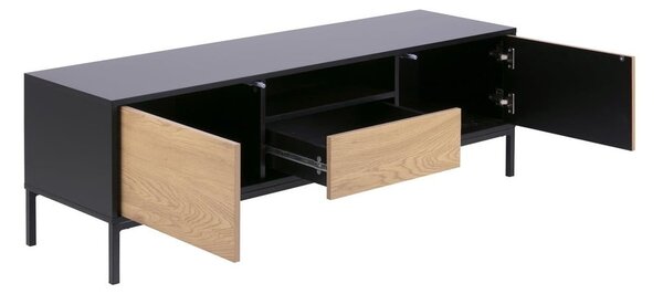 Mobile TV nero-color legno naturale effetto rovere 140x45 cm Seaford - Actona