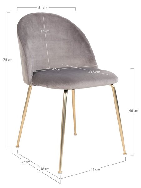 Set di 2 sedie da pranzo in velluto grigio chiaro Geneve - House Nordic