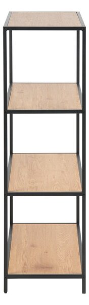 Libreria nera-color legno naturale effetto rovere 77x114 cm Seaford - Actona