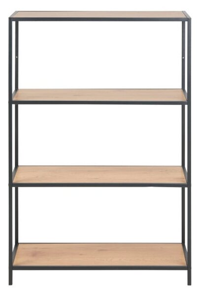 Libreria nera-color legno naturale effetto rovere 77x114 cm Seaford - Actona