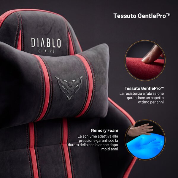 Sedia gaming in tessuto nero-rosso Diablo X-One 2.0 Bloody Mary Small