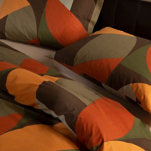 Completo Copripiumino In Cotone Colorama Piazza E Mezza Caleffi Cromatic Arancio Caleffi