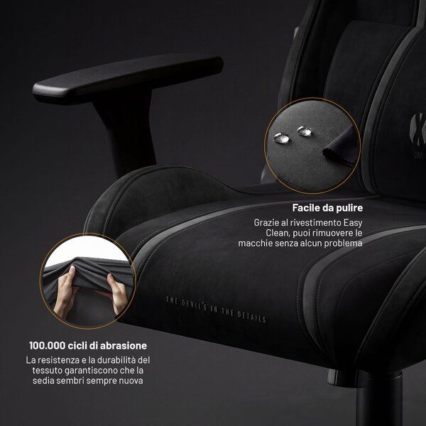 Sedia gaming in tessuto nera Diablo X-One 2.0 Burned Black Small