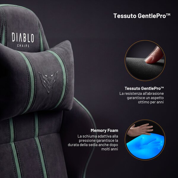 Sedia gaming in tessuto nero-verde Diablo X-One 2.0 Forest Green Small