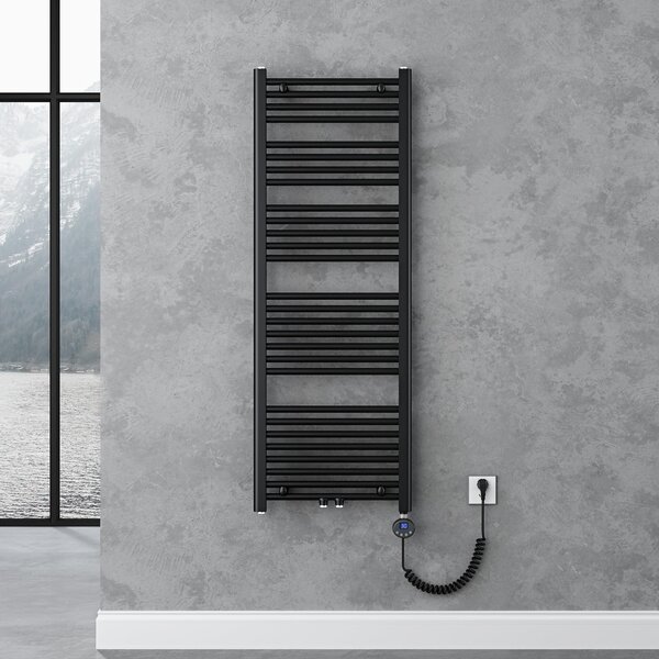 Doporro Radiatore Piatto 140x50cm con Elemento Riscaldante 800W, Scaldasalviette da Bagno Termoarredo in Acciaio, Antracite, Riscaldamento Elettrico o ad Acqua Calda RHE