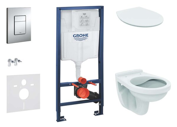Grohe Rapid SL - Modulo di installazione a parete, WC Alpha con sedile, placca di comando Skate Cosmopolitan, cromo 38528SET-KD