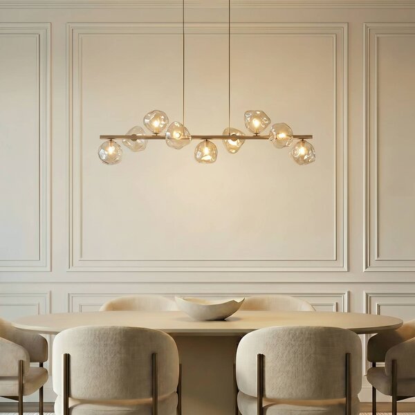 Lampada a sospensione in vetro Lava TK Lighting, dimmerabile, Crema / Ambra, Soggiorno / Sala da pranzo, Vetro, Lampada a sospensione