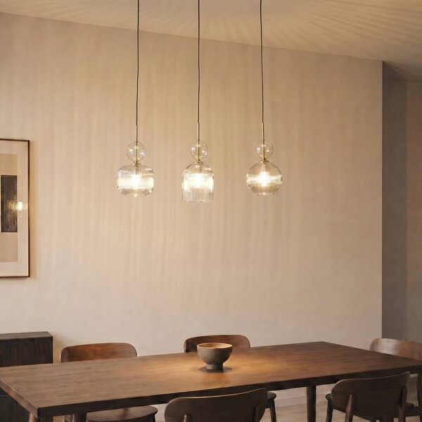 Lampada a sospensione in vetro Sophia TK Lighting, dimmerabile, Alluminio / Grigio / Zincato, Soggiorno / Sala da pranzo, Vetro, Lampada a sospensione