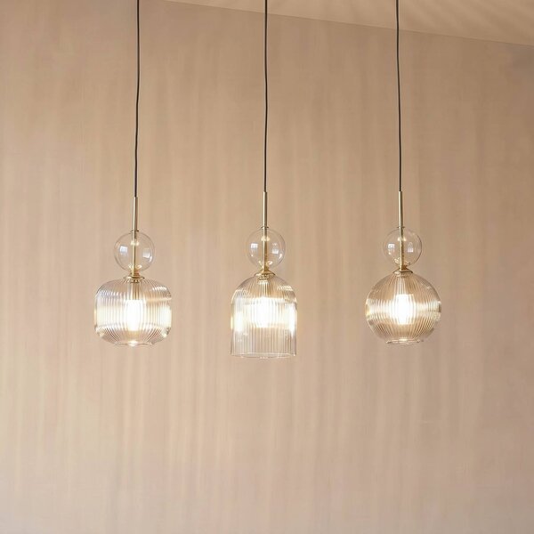 Lampada a sospensione in vetro Sophia TK Lighting, dimmerabile, Alluminio / Grigio / Zincato, Soggiorno / Sala da pranzo, Vetro, Lampada a sospensione