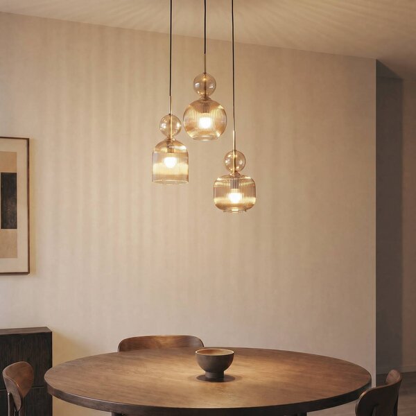 Lampada a sospensione in vetro Sophia TK Lighting, dimmerabile, Alluminio / Grigio / Zincato, Soggiorno / Sala da pranzo, Vetro, Lampada a sospensione
