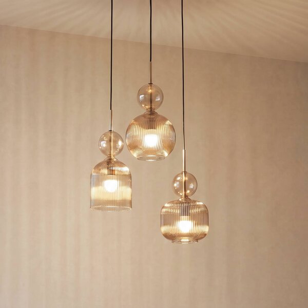 Lampada a sospensione in vetro Sophia TK Lighting, dimmerabile, Alluminio / Grigio / Zincato, Soggiorno / Sala da pranzo, Vetro, Lampada a sospensione