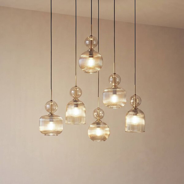 Lampada a sospensione in vetro Sophia TK Lighting, dimmerabile, Alluminio / Grigio / Zincato, Soggiorno / Sala da pranzo, Vetro, Lampada a sospensione