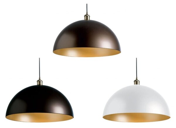 CUPOLA SOSPENSIONE CLASSICA IN METALLO BIANCO NERO O BRONZO CON INTERNO ORO D50 DI ILLUMINANDO