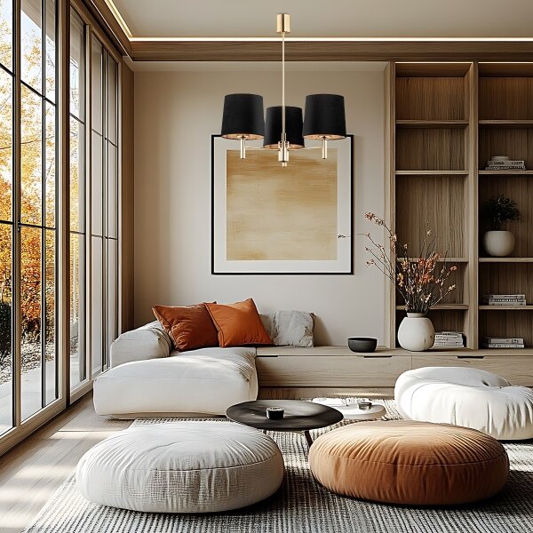 Brilagi - Lampadario a stelo MONTE 3xE27/15W/230V nero/oro