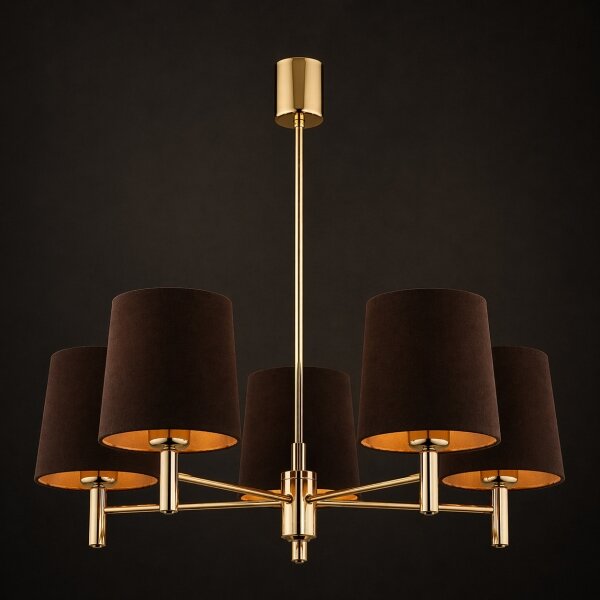 Brilagi - Lampadario con asta MONTE 5xE27/15W/230V marrone/oro