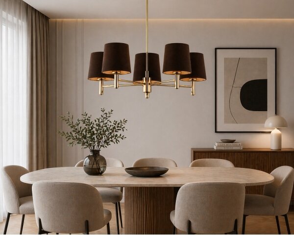 Brilagi - Lampadario con asta MONTE 5xE27/15W/230V marrone/oro