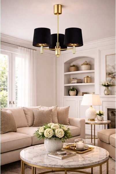 Brilagi - Lampadario a stelo MONTE 3xE27/15W/230V nero/oro