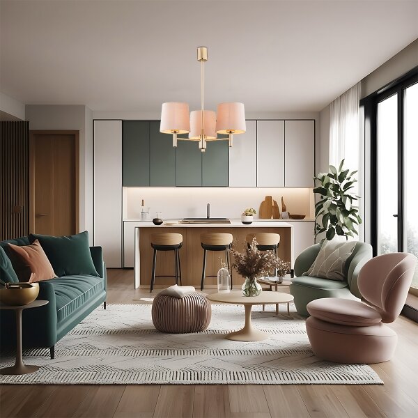 Brilagi - Lampadario su asta MONTE 3xE27/15W/230V beige/oro