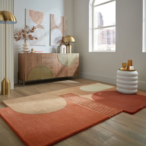 Tappeto color terracotta in lana tessuto a mano 200x290 cm Lozenge Terracotta – Flair Rugs