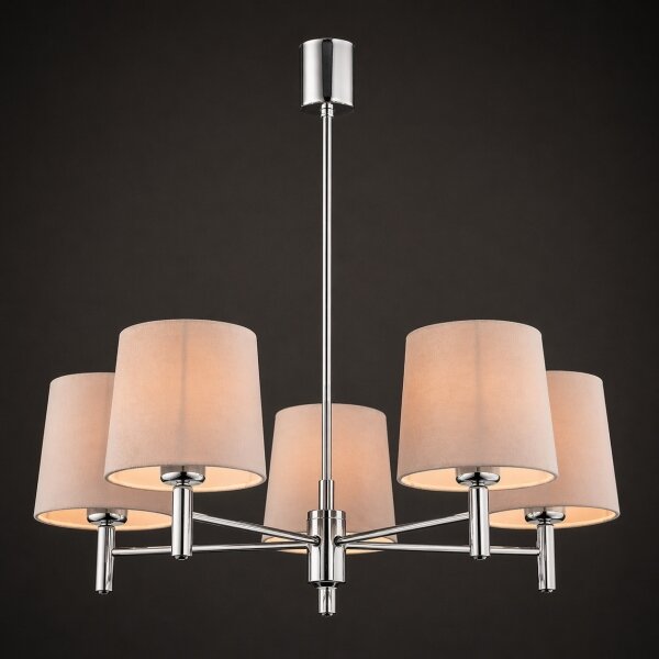 Brilagi - Lampadario a stelo MONTE 5xE27/15W/230V beige/cromo lucido