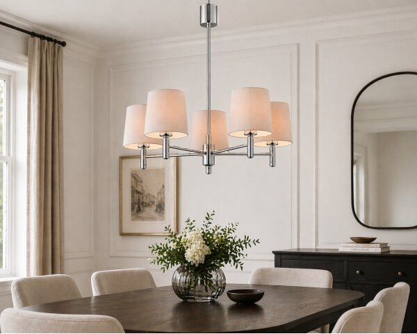 Brilagi - Lampadario a stelo MONTE 5xE27/15W/230V beige/cromo lucido