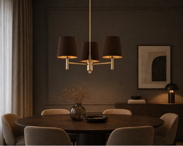 Brilagi - Lampadario su asta MONTE 3xE27/15W/230V marrone/oro
