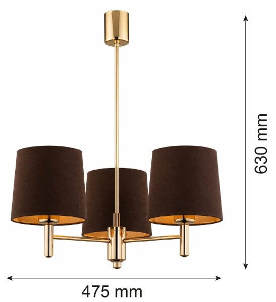 Brilagi - Lampadario su asta MONTE 3xE27/15W/230V marrone/oro
