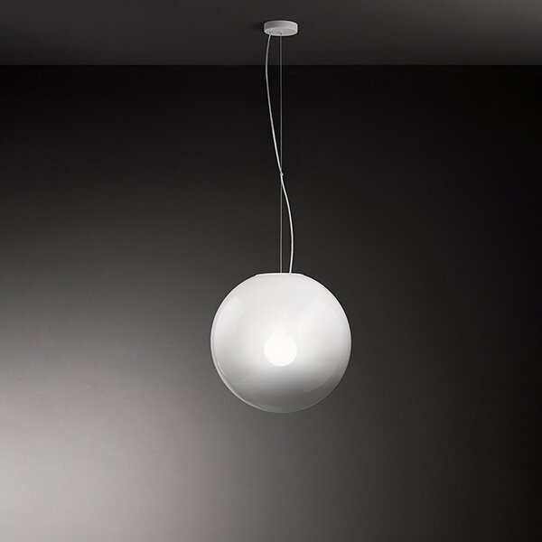 Sospensione Moderna Moon Metallo Vetro Bianco 1 Luce E27 Ip20 D40