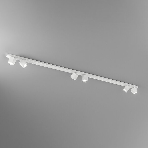 Plafoniera Moderna Oddy Faretti Cubici Metallo Bianco 6 Luci Orientabili Gu10