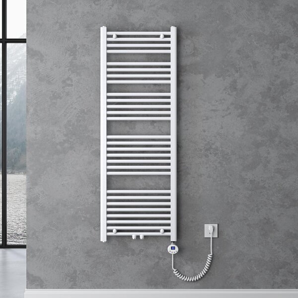 Doporro Radiatore Piatto 140x60cm con Elemento Riscaldante 800W, Scaldasalviette da Bagno Termoarredo in Acciaio, Bianco, Riscaldamento Elettrico o ad Acqua Calda RHE