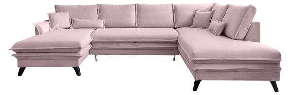 Divano letto a U rosa cipria, angolo destro Charming Charlie - Miuform