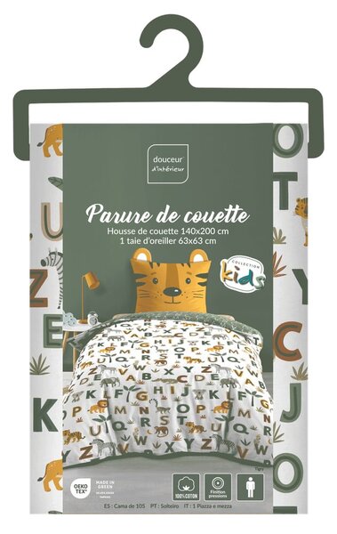 Set copripiumino e federa da bambini in cotone per letto singolo 140x200 cm Tigry – douceur d'intérieur