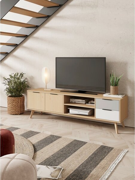 Tavolo TV in legno di pino di colore naturale 180x53 cm Elfa - Marckeric
