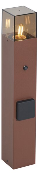 Lampione da esterno industriale marrone ruggine con vetro fumé 50 cm con sensore crepuscolare - Denmark