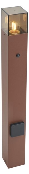 Lampada da esterno industriale color marrone ruggine con vetro fumé 70 cm con sensore crepuscolare IP44 - Denmark