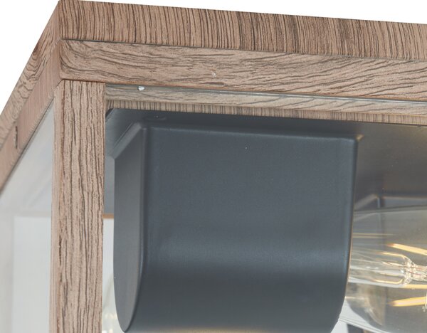 Plafoniera industriale stampa legno IP44 2 luci - Charlois