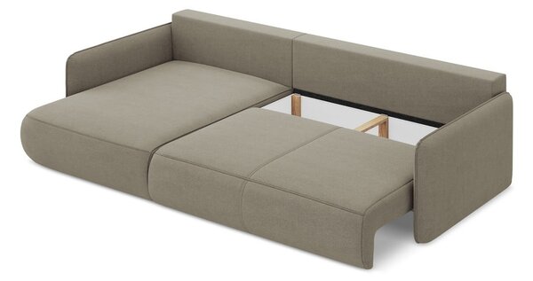 Divano angolare beige allungabile/con contenitore (con penisola a sinistra) Nanea – Makamii