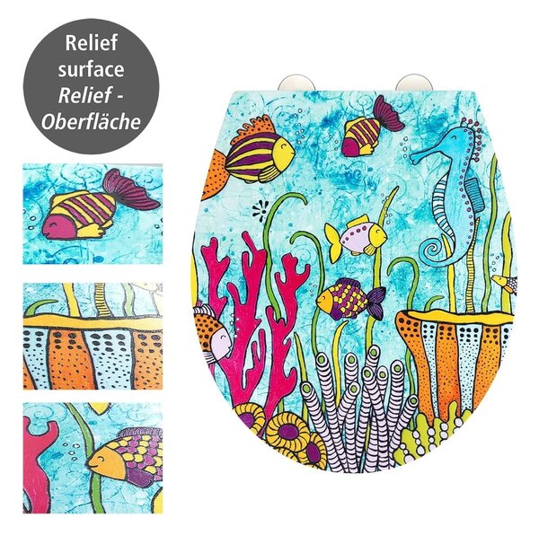 Sedile per wc con chiusura automatica 37 x 44,5 cm Rollin'Art Ocean Life - Wenko