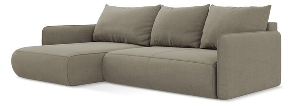 Divano angolare beige allungabile/con contenitore (con penisola a sinistra) Nanea – Makamii