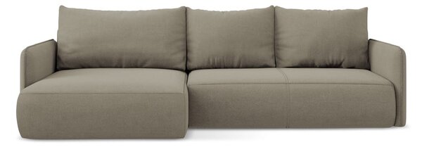 Divano angolare beige allungabile/con contenitore (con penisola a sinistra) Nanea – Makamii