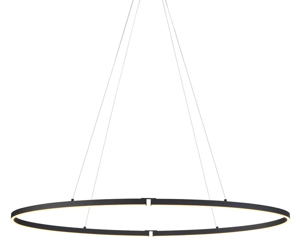 Lampada a sospensione di design nera ovale 120 cm con LED dimmerabile a 3 livelli - Ovallo