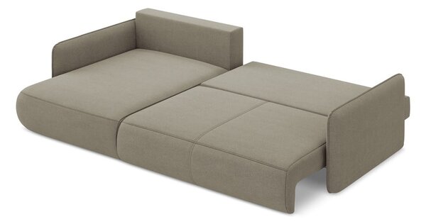 Divano angolare beige allungabile/con contenitore (con penisola a sinistra) Nanea – Makamii