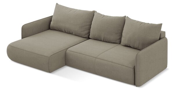 Divano angolare beige allungabile/con contenitore (con penisola a sinistra) Nanea – Makamii